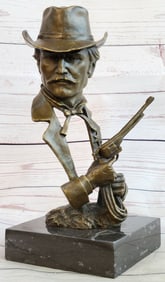Gun Revolver Wyatt Earp Western Bronze Statue