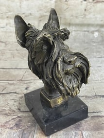 Scottish Terrier Bust Bronze Sculpture