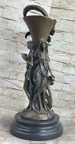 Three Nymph Surround a Bronze Vase Sculpture