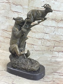 Jaguar attacking Bronze Sculpture