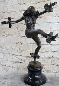 Female Harlequin Clown Bronze Sculpture