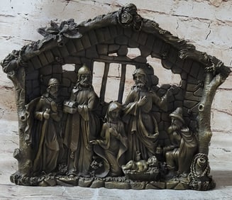 Religious Wall Hanging Plaque of Birth of Jesus Christ Bronze Sculpture