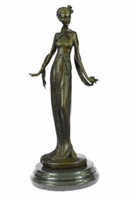 Art Nouveau Fashion Model Bronze Sculpture