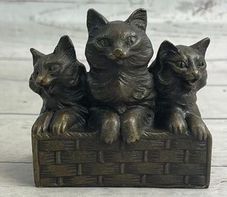 Cat Family Bronze Sculpture