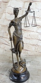 BRONZE BLIND JUSTICE LAW LADY SCALE STATUE