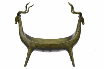 Two Rams Head Candy Dish Bronze Sculpture