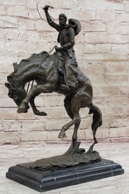 American Old West Bronco Buster Bronze Sculpture Statue