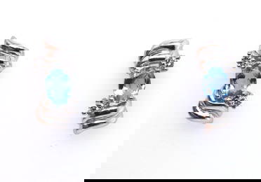 Fabulous White Gold Blue Topaz Earrings