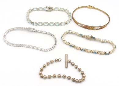 Group lot of 5 Vintage 925 sterling silver bracelets