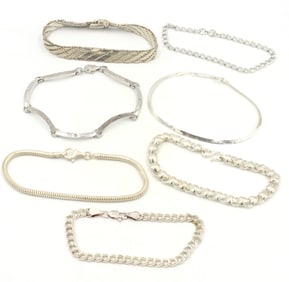 Group lot of 7 Vintage 925 sterling silver bracelets