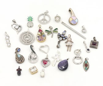 vintage 925 sterling silver group lot of pendants