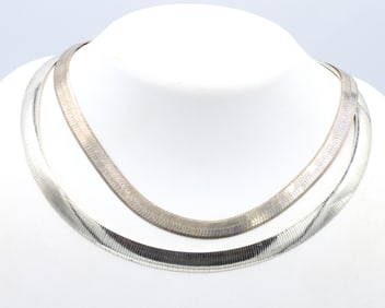 Group lot of 2 Vintage 925 sterling silver omega necklaces