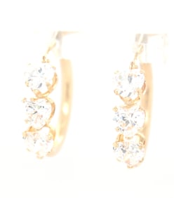 14kt Yellow gold Cubic Zirconia hoop earrings