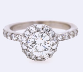 2.06ctw Round Diamond Halo Engagement Ring in 18K