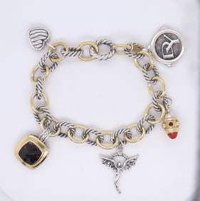 David Yurman 25th Annivarsary Multi Stone Charm Bracelet
