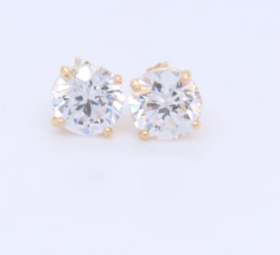 14kt Yellow Gold Cubic Zirconia Stud Earrings