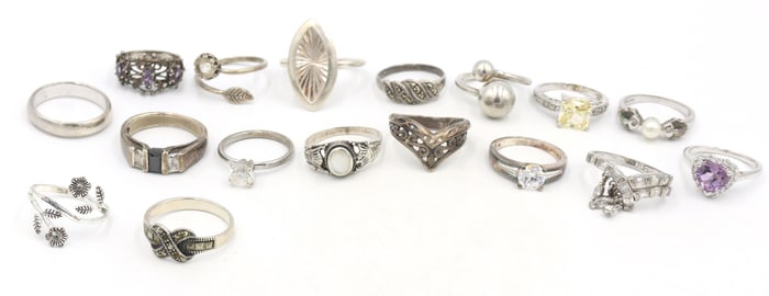 Group lot of Vintage 925 sterling silver rings