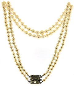Gorgeous Sterling Silver Double Strand Pearl Necklace