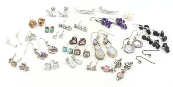 Vintage 925 sterling silver group lot of earrings