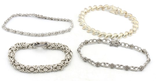 Group lot of 4 Vintage 925 sterling silver bracelets