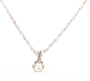 10kt White gold diamond pendant on chain