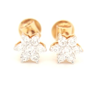 18kt Yellow gold 0.25ctw flower cluster stud earrings