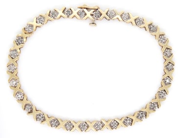 10kt Yellow gold diamond X link bracelet