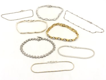 Group lot of 8 Vintage 925 sterling silver bracelets