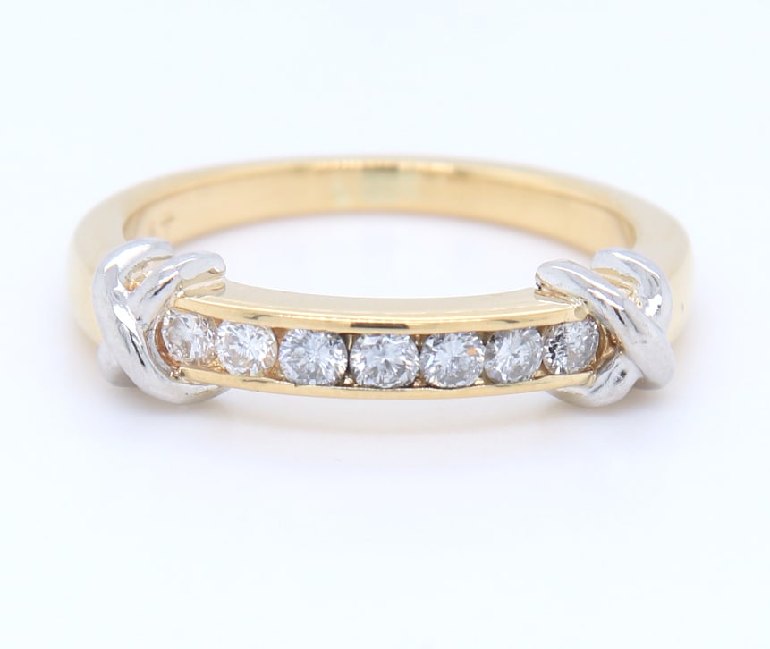 18kt Yellow Gold Channel Set Diamond X Band (1 of 5)