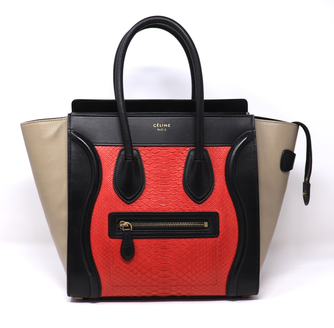 Celine Bulhide Calfskin Micro Black Red Luggage Purse (1 of 14)