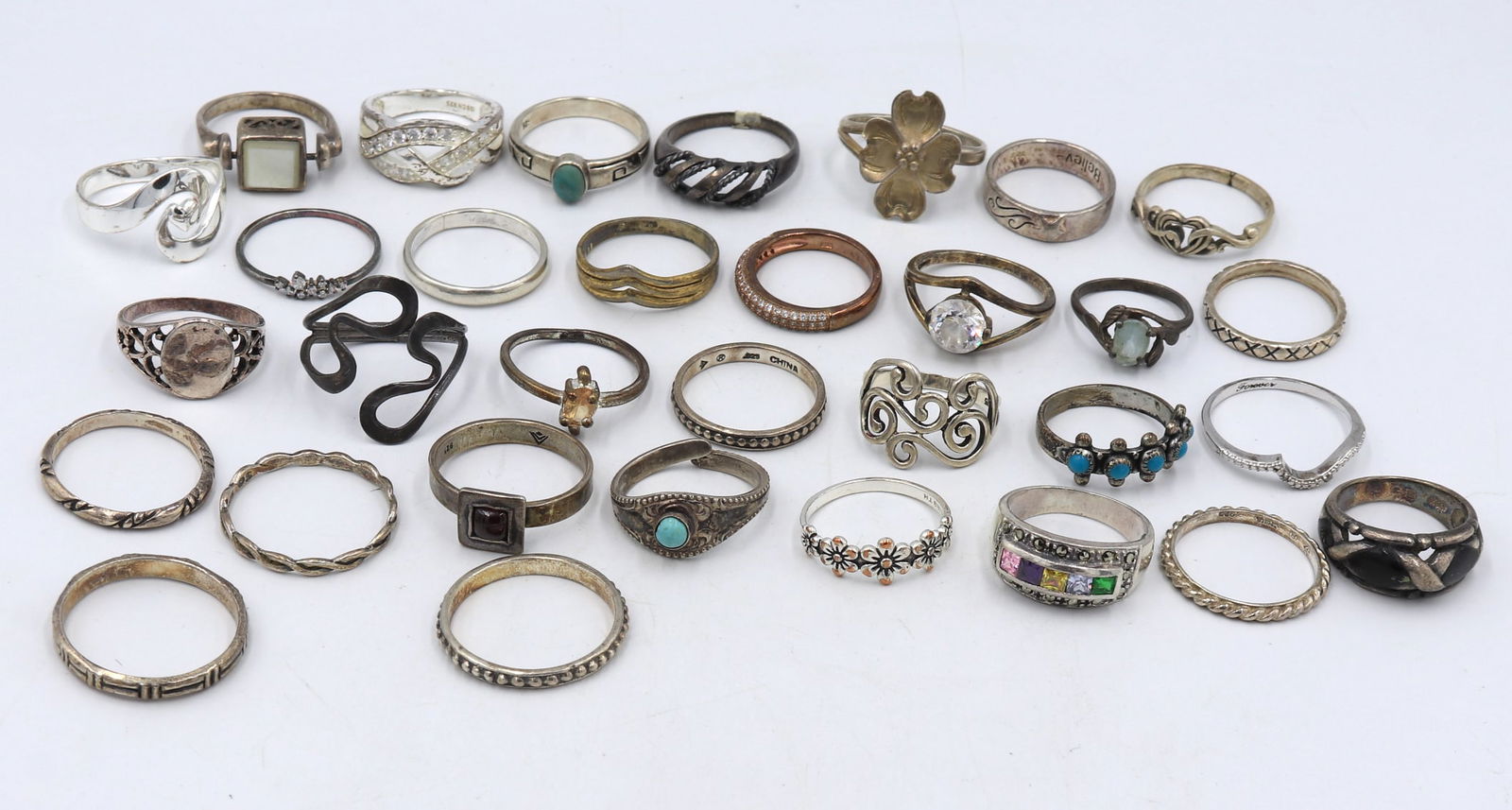 Group lot of Vintage 925 sterling silver rings (1 of 10)