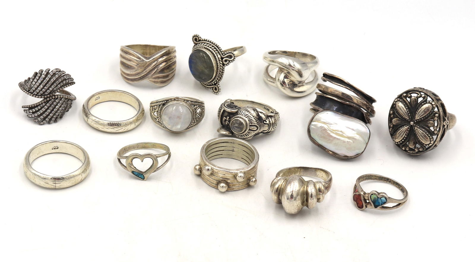 Group lot of Vintage 925 sterling silver rings (1 of 9)
