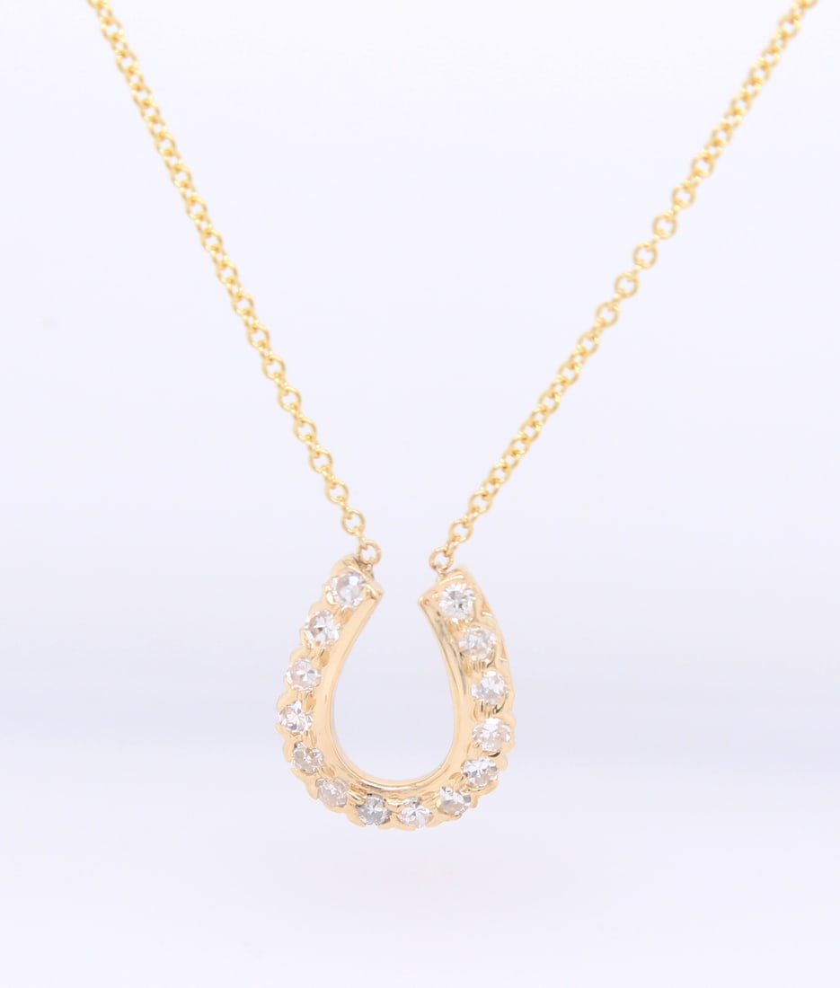 Dazzling Yellow Gold Diamond Horse Shoe Pendant (1 of 4)