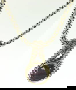 925 Sterling Silver Amethyst Pendant on Chain: 925 Sterling Silver Signed BH Amethyst Pendant on 18" Byzantine Chain Necklace. 20.80 Grams.
