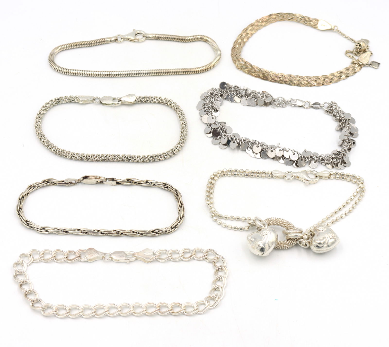 Group lot of 7 Vintage 925 sterling silver bracelets (1 of 10)