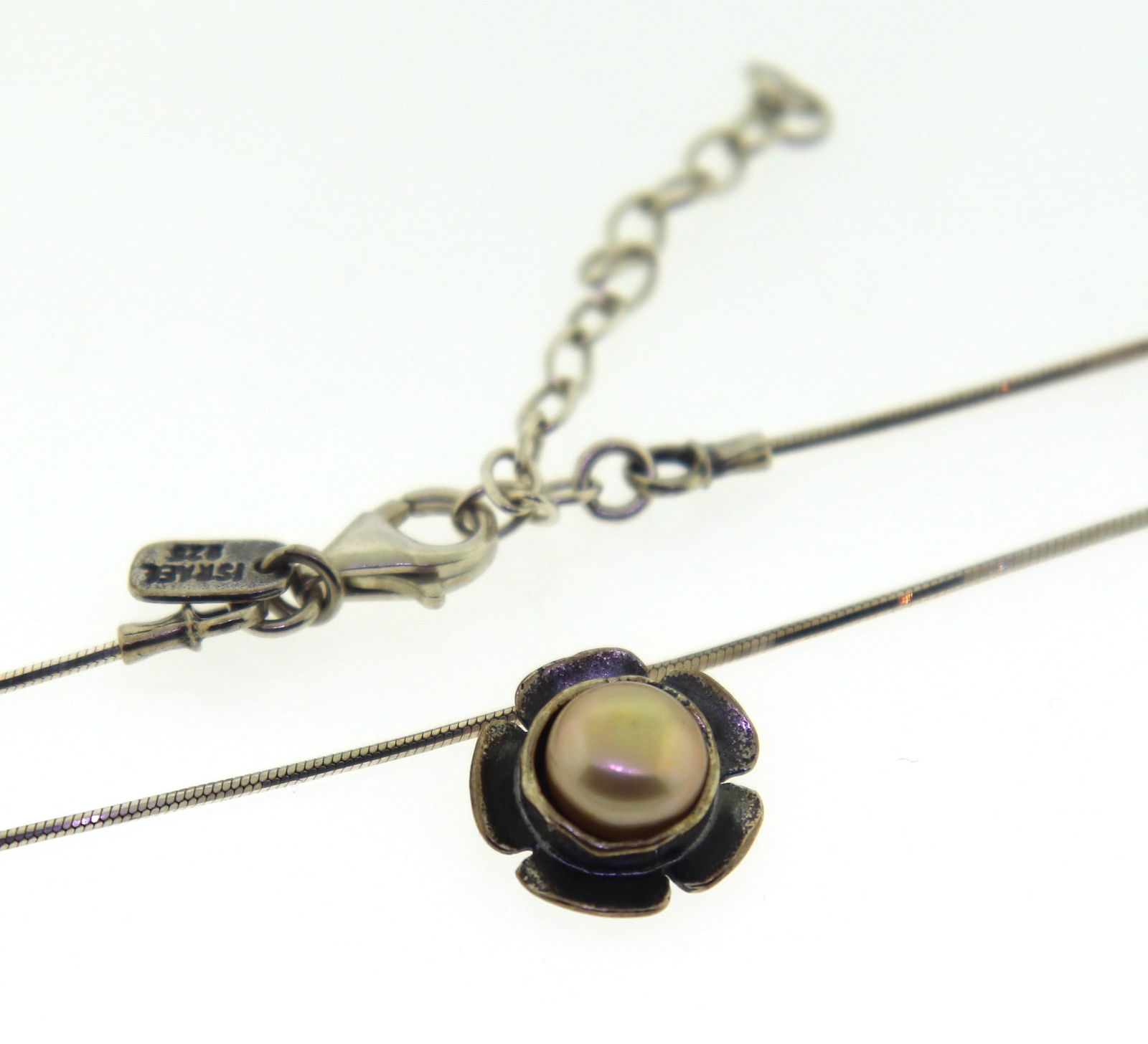 925 Sterling Silver Signed Pearl Necklace (1 of 4)