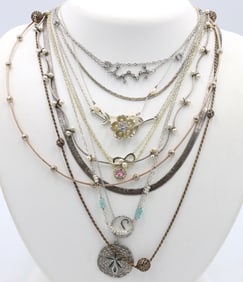 Group lot of 13 Vintage 925 sterling silver necklaces