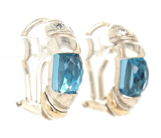 925 Sterling silver blue topaz earrings