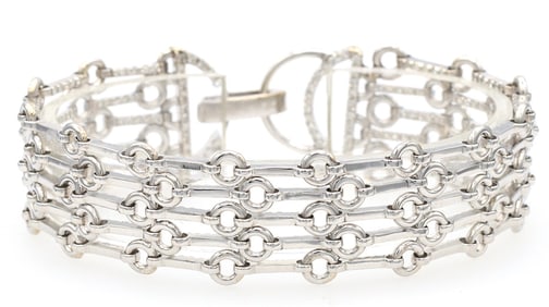 2.60ctw Diamond Circle and Bar Five Row Bracelet in 18K