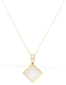 Gorgeous 18kt YG Invisible Set Diamond Pendant