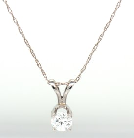 14kt White gold 0.25ct diamond solitaire pendant on chain