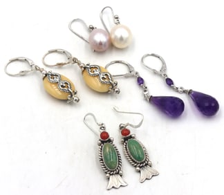 4 Pairs of 925 sterling silver earrings