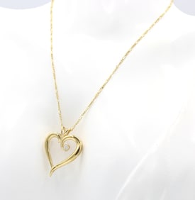 Fabulous Yellow Gold Heart Shaped Pendant on Chain