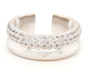 18kt White gold white sapphire Pave C shape ring