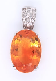 10KT White Gold Orang Quartz Pendant