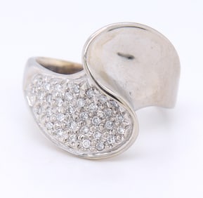 Brilliant White Gold Pave Diamond and High Polish Ring