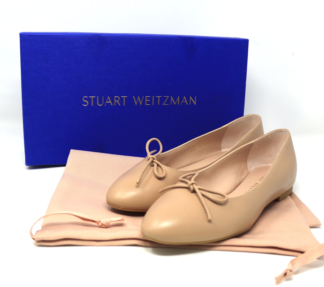 Stuart Weitzman Bria leather bow Ballerina flat: Stuart Weitzman Bria leather bow Ballerina flat. Adobe. Size 5.5B. Never worn. Comes with box and dust bag.