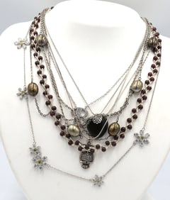 Group lot of vintage 925 sterling silver necklaces