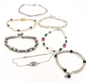 Vintage 925 sterling silver group lot of 7 bracelets