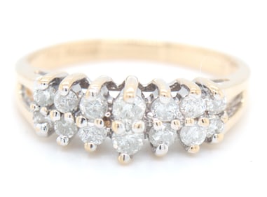 14kt Yellow gold 0.50ctw 2 row diamond dome band